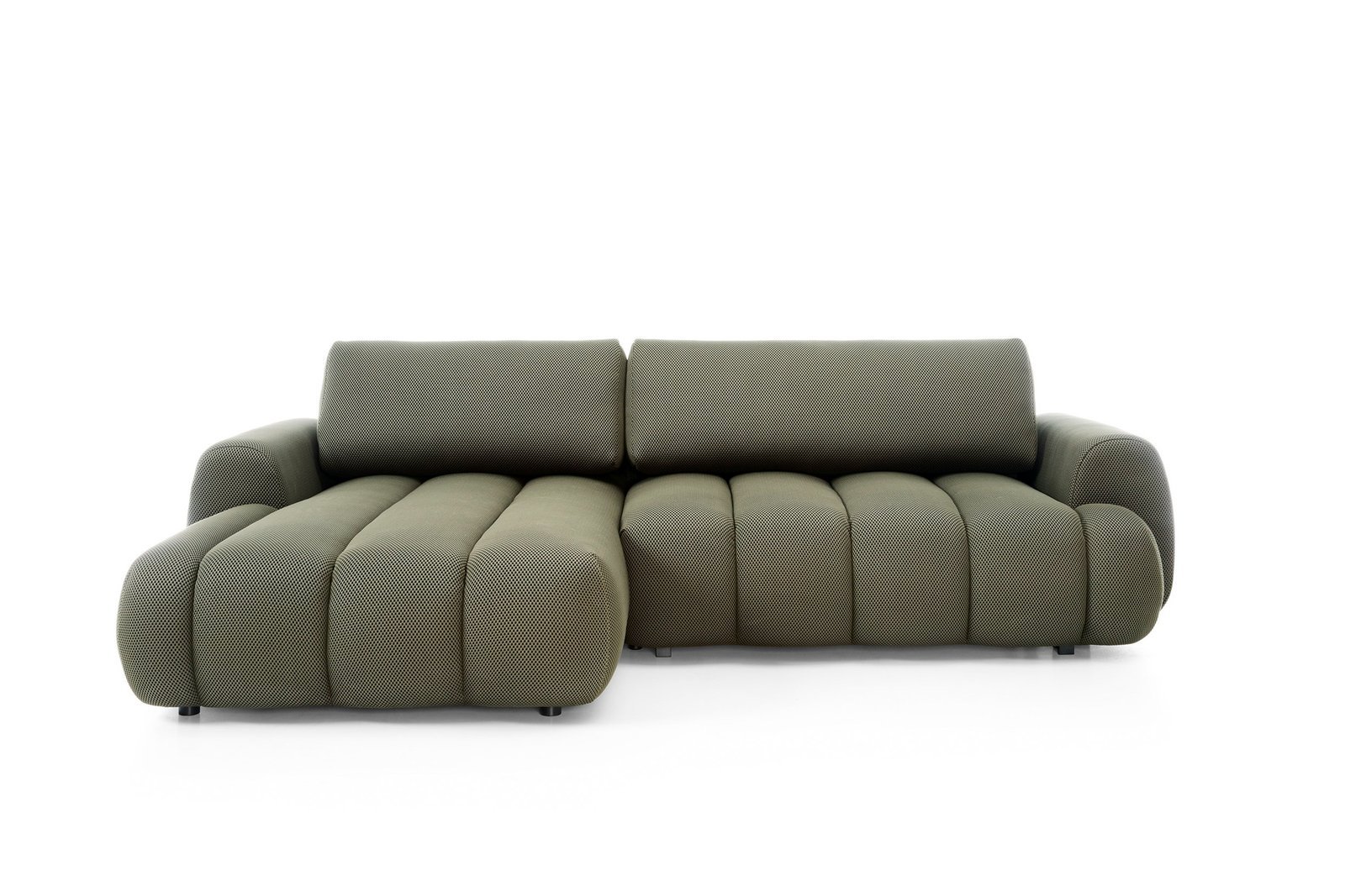 image.jpg Colțar extensibil PASSO M, spațiu de depozitare, cusături verticale, 272x168 cm, culoare verde olive închis, stofă efect 4D, stanga - imagine 1