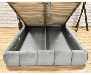 Pat tapițat SELINA 180x200, material catifea, somieră metalică rabatabilă, spațiu depozitare, seria LUX - imagine 3