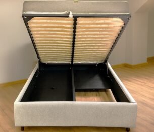 Pat tapițat ADALINE 160x200, material catifea, somieră metalică rabatabilă, spațiu depozitare, seria MODERN - imagine 2