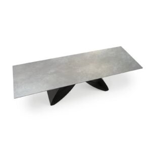 Masa extensibila LIBEREC, blat ceramic, 180-260x90x76 cm, negru/gri deschis - imagine 2