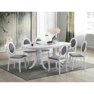 Masa extensibila NICE, lemn + MDF, 150-190x90x76 cm, alb - imagine 2