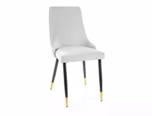 Scaun PIANO Velvet, gri deschis/negru/auriu, stofa catifelata/metal, 47x44x93 cm