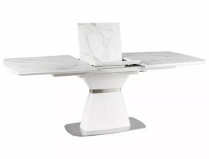 Masa extensibila dining SATURN II, alb cu efect de marmura, 160/210x90x76 cm - imagine 4