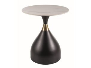 Masuta cafea VIRGO, negru/alb/auriu, ceramica/metal, 50x50x57 cm