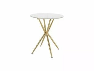 Masuta cafea AZALIA, alb/auriu, ceramica/metal, 50x50x60 cm