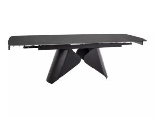 Masa extensibila dining ARMANDO, negru cu efect de marmura, ceramica/metal, 160/240x90x76 cm