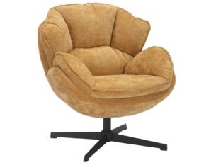 Fotoliu rotativ BETTY, galben curry tap. 248/negru, stofa clasica/metal, 73x87x83 cm