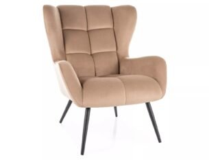 Fotoliu LOUIS VELVET, stofa catifelata bej - Bluvel 28, 75x87x91 cm