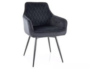 Scaun dining rotativ MARLO VELVET, arcuri POCKET in sezut, negru - Bluvel 19, stofa catifelata/metal, 55x45x88 cm