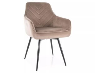 Scaun dining rotativ SERVIO VELVET, arcuri POCKET in sezut, bej inchis - Bluvel 40, stofa catifelata/metal, 55x58x88 cm