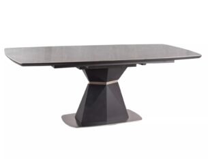 Masa extensibila dining CORTEZ, gri cu efect de marmura/gri antracit, 160/210x90x76 cm