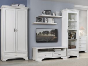 Set living stil clasic provensal, Varianta 2, Alb, ELORA, 295 cm