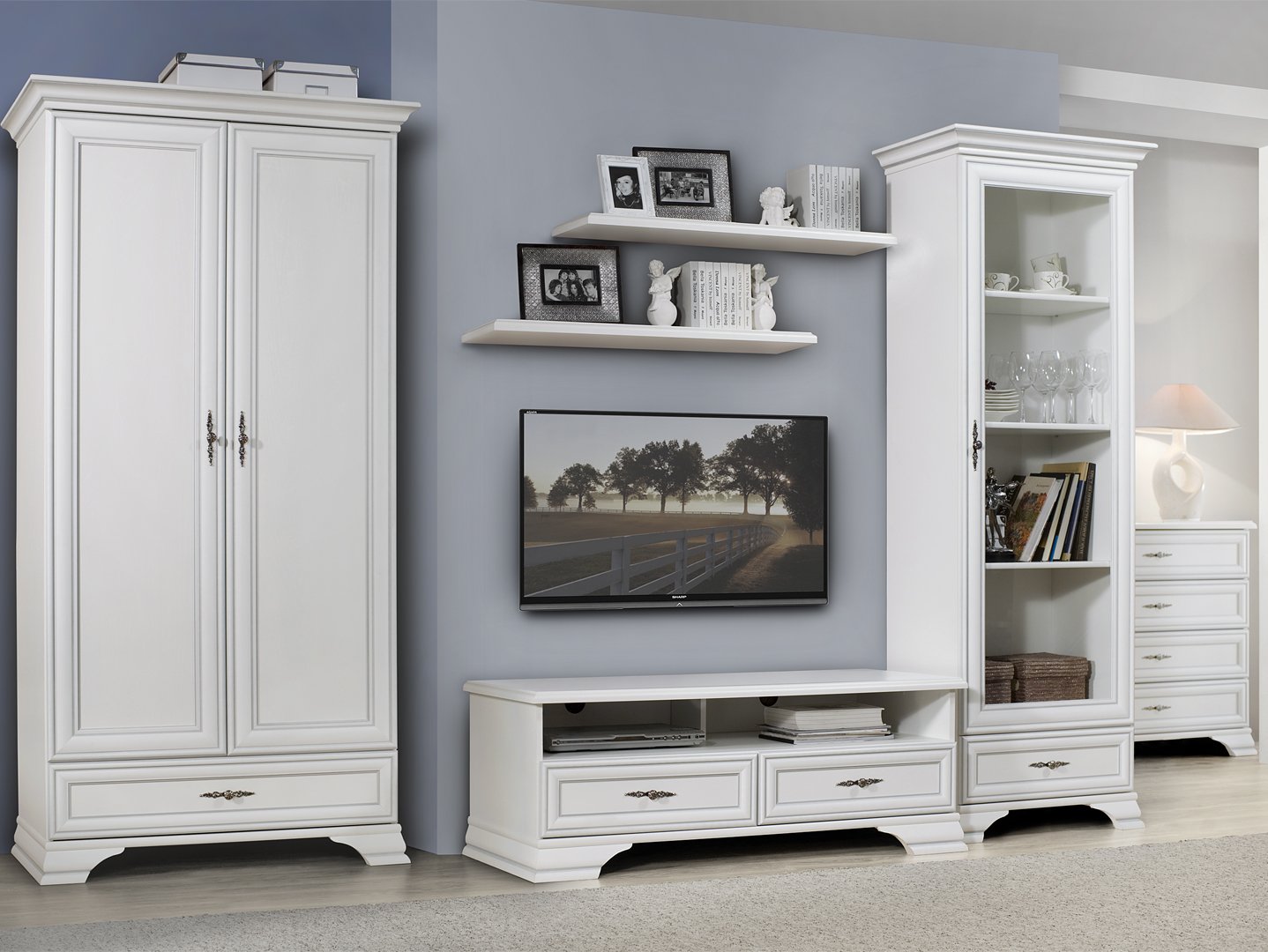 set_elora_var2 Set living stil clasic provensal, Varianta 2, Alb, ELORA, 295 cm - imagine 1