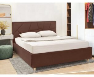 Pat tapițat SEUL 160x200, material stofă texturată, somieră metalică rabatabilă, spațiu depozitare, seria MODERN