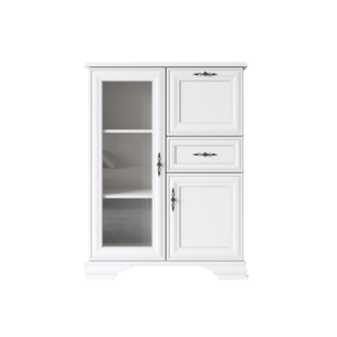 Vitrina semi-inalta, stil clasic provensal, tip bar, Alb, ELORA, 95 cm