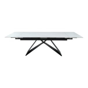 Masa extensibila VOX, blat ceramic, 160-240x90x77 cm, alb/negru - imagine 2