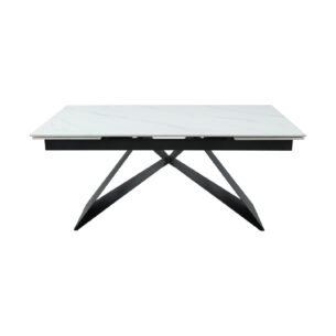 Masa extensibila VOX, blat ceramic, 160-240x90x77 cm, alb/negru