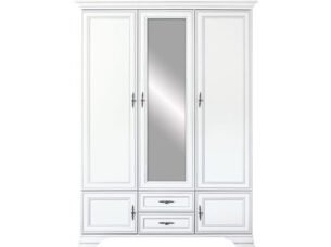 Dulap stil clasic provensal, dressing cu rafuri sertare si bara umerase, Alb, ELORA, 160 cm