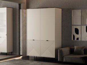 Dulap elegant, dressing cu rafturi si bara umerase, MDF, Casmir & Stejar, ESTERA, 125 cm - imagine 3