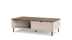 Masuta cafea eleganta, 2 sertare si 2 rafturi, MDF, Casmir & Stejar, ESTERA, 110 cm