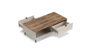 Masuta cafea eleganta, 2 sertare si 2 rafturi, MDF, Casmir & Stejar, ESTERA, 110 cm - imagine 3