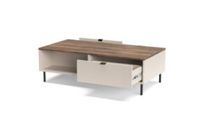 Masuta cafea eleganta, 2 sertare si 2 rafturi, MDF, Casmir & Stejar, ESTERA, 110 cm - imagine 2