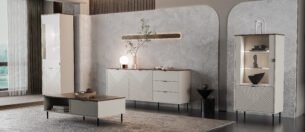 Vitrina semi-inalta eleganta, MDF, Casmir & Stejar, ESTERA, 65 cm - imagine 5