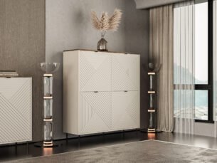 Comoda eleganta, 4 usi, MDF, Casmir & Stejar, ESTERA, 125 cm - imagine 4