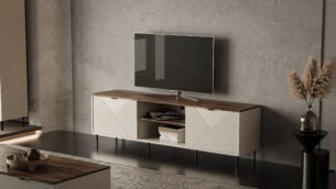 Comoda TV eleganta, 2 dulapuri si rafturi, MDF, Casmir, ESTERA, 185 cm - imagine 3