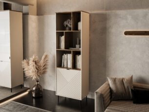 Biblioteca eleganta, soldat cu dulap si rafturi, MDF, Casmir, ESTERA, 65 cm - imagine 4