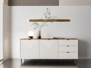 Comoda eleganta, 2 usi si 3 sertare, MDF, Casmir & Stejar, ESTERA, 185 cm - imagine 4