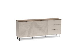 Comoda eleganta, 2 usi si 3 sertare, MDF, Casmir & Stejar, ESTERA, 185 cm