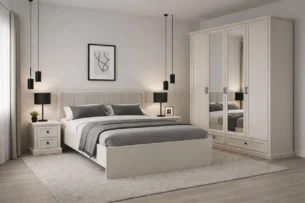 Noptiera eleganta, 2 sertare, MDF, Casmir, VALNERA, 48 cm - imagine 3