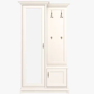 Cuier elegant cu oglinda, rafturi si bara extensibila, MDF, Casmir, CLARA, 120 cm stanga
