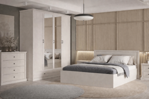 Dulap elegant, dressing cu rafturi sertare si bara umerase, Casmir, VALNERA, 200 cm - imagine 3