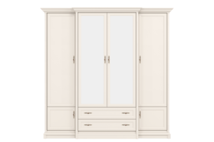 Dulap elegant, dressing cu oglinda, rafturi, sertare si bara umerase, MDF, Casmir, CARLA, 228 cm