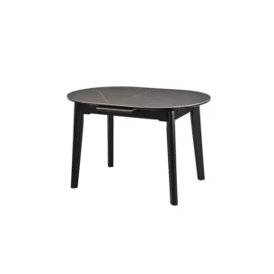 Masa extensibila Dalia, gri cu efect de marmura/negru, ceramica/metal, 120-150x85x76 cm