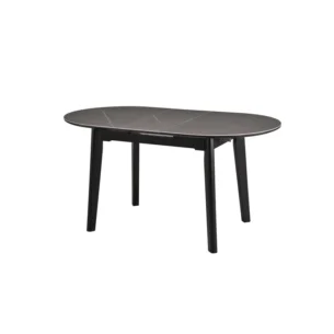 Masa extensibila Dalia, gri cu efect de marmura/negru, ceramica/metal, 120-150x85x76 cm - imagine 2