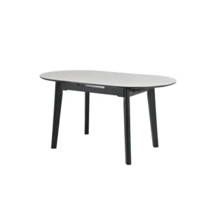 Masa extensibila Dalia, bej cu efect de piatra travertin/negru, ceramica/metal, 120-150x85x76 cm - imagine 2