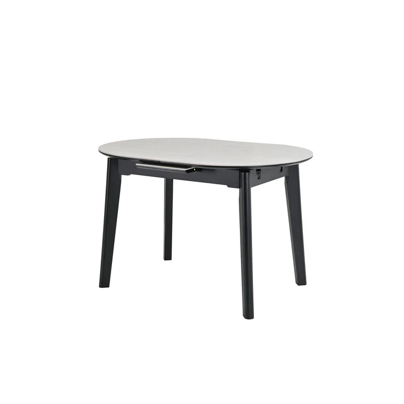 ares-travertino-black-04-ezgif.com-jpg-to-webp-converter Masa extensibila Dalia, bej cu efect de piatra travertin/negru, ceramica/metal, 120-150x85x76 cm - imagine 1