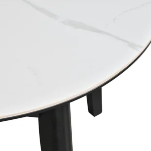 Masa extensibila Dalia 2, alb cu efect de marmura/negru, ceramica/metal, 140-180x85x76 cm - imagine 4