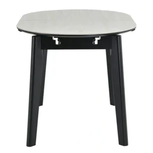 Masa extensibila Dalia, bej cu efect de piatra travertin/negru, ceramica/metal, 120-150x85x76 cm - imagine 3