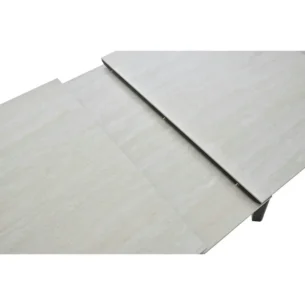 Masa extensibila Dalia, bej cu efect de piatra travertin/negru, ceramica/metal, 120-150x85x76 cm - imagine 5