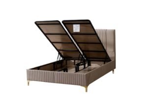 Set pat + saltea gratis Arona 160x200, tapițat, gri, saltea cu fibre de bambus - imagine 3